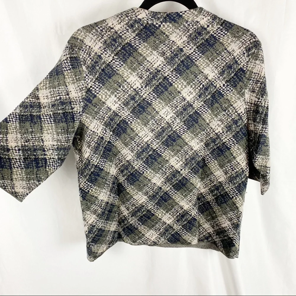 ANTHROPOLOGIE Troubadour Plaid & Floral Felted Wool Sweater XS - Picture 7 of 7